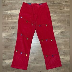 NWT VINEYARD VINES men’s red corduroy pants with holiday lights in size 36x32!